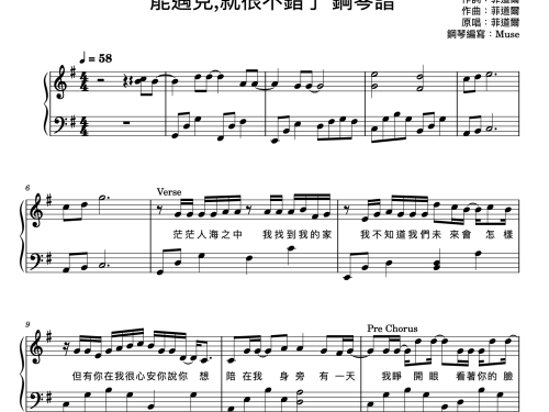 菲道爾- 能遇見 就很不錯了 鋼琴版 封面