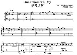 One Summer's Day 鋼琴進階 封面 One Summer's Day 鋼琴進階 封面