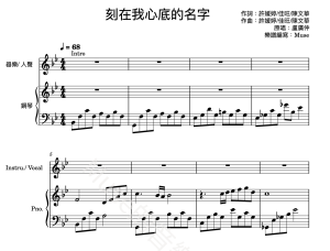 刻在我心底的名字 伴奏譜 封面 刻在我心底的名字 伴奏譜 封面