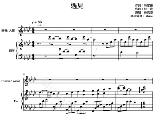 孫燕姿- 遇見 伴奏譜 封面